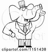 Elephant Politician American Clipart Coloring Thoman Cory Outlined Vector Cartoon Donkey Flag Democratic Clip Clipartof sketch template