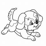 Outline Puppy Cute Coloring Cartoon Dog Jumping Joyful Sitting Pet Illustration Stock Kids sketch template