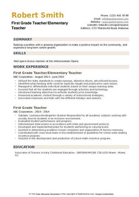 first year elementary teacher resume resume sample