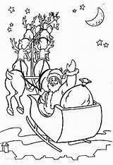 Sleigh Santa Coloring Claus Pages Getcolorings Color sketch template
