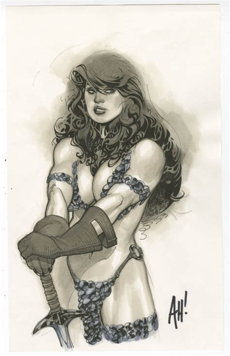 red sonja illustration adam hughes sexy hughes illustration of the she devil with a sword