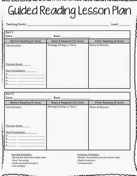 literacy lesson plan template
