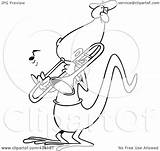 Trombone Lizard Playing Clip Toonaday Royalty Outline Illustration Cartoon Rf sketch template
