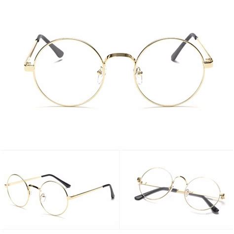 hot chic eyeglasses retro big round metal frame clear lens glasses nerd