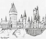 Potter Harry Hogwarts Castle Drawing Sketch Coloring Pages Colouring Drawings Hogwards Paintingvalley Visit Choose Board sketch template