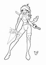 Psylocke Inked sketch template