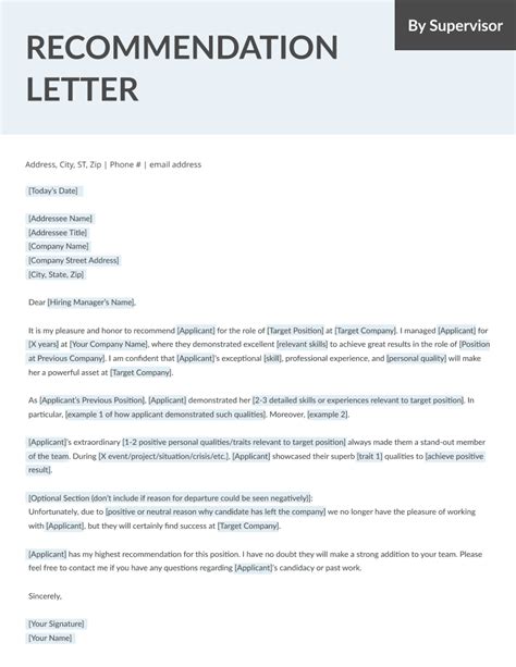 letter  recommendation   write samples templates