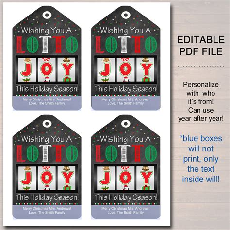 christmas lottery gift tag tidylady printables