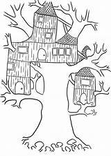 Coloring Treehouse Wierd House Tree Pages Clipart Color Size Library Popular Luna Print sketch template