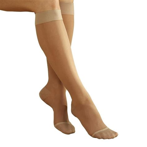 support  womens full calf firm compression sheer knee high therapeutic stockings black