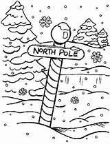 Coloring Winter Christmas Pages Printable Pole North Drawings sketch template