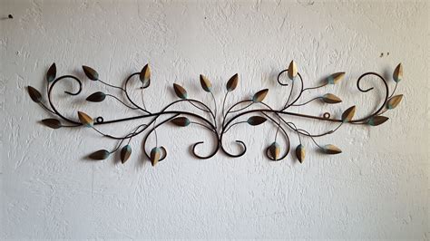 sale metal wall art metal vines  leaf wall decor vintage etsy