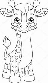 Giraffe Coloring Vector Little Illustration Stock Cute Toy Depositphotos sketch template