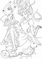 Alice Wonderland Coloring Anime Pages Adult Lineart Color Printable Yoru Hika 1061 Blank Cute Deviantart Bảng Chọn Choose Board sketch template