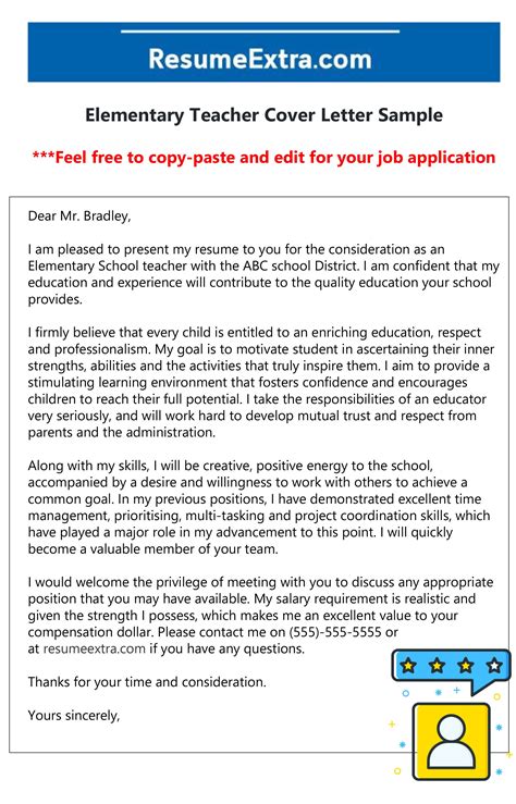 great elementary teacher cover letter examples    cv