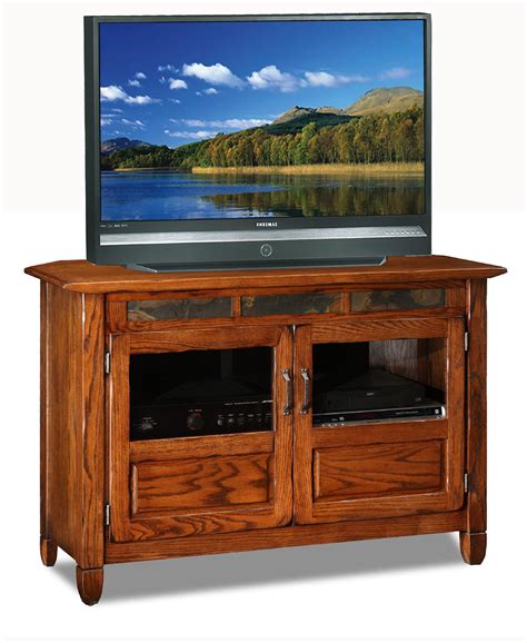 leick riley holliday  tv standtall distressed rustic oak finish