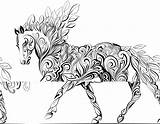 Coloring Horse Pages Zentangle Colouring Adult Color Printable Adults Horses Unicorn Patterns Therapy Animal Sheets Books Background Simple Children Print sketch template