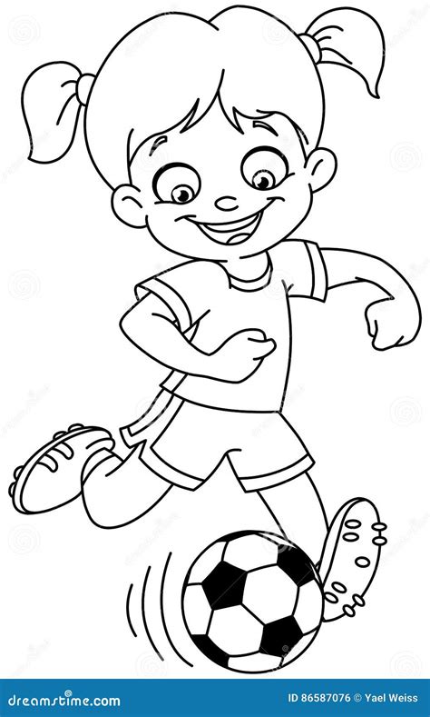outlined soccer girl stock vector illustration  color