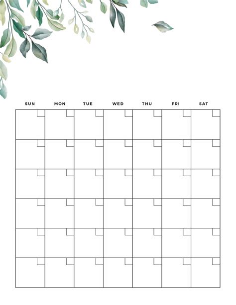 cute printable blank calendar