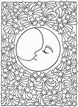 Coloring Moon Sun Pages Eclipse Mandala Adult Stars Printable Adults Solar Dover Color Drawing Publications Kids Lunar Sheets Colouring Celestial sketch template