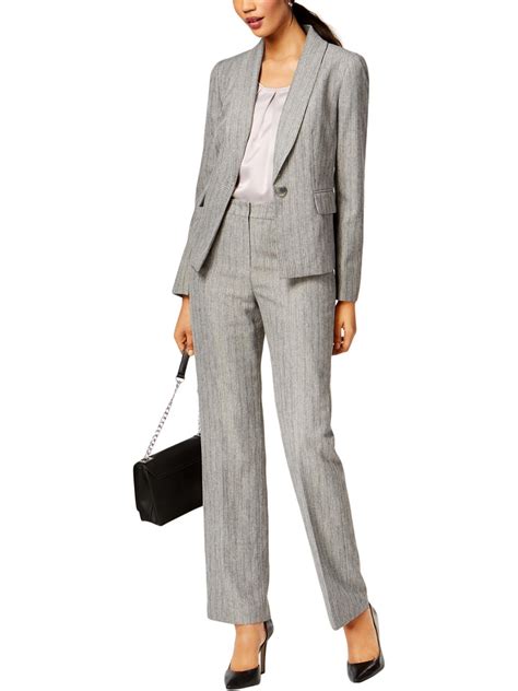 le suit le suit womens jacquard pinstripe pant suit gray  walmartcom walmartcom