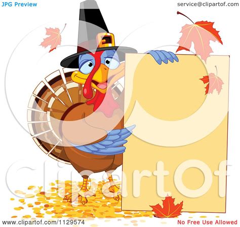 Cartoon Of A Cute Thanksgiving Turkey Bird Pilgrim