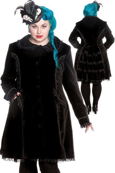 Crazy Doll Plus Size Black Velvet Gothic Coat Ladies