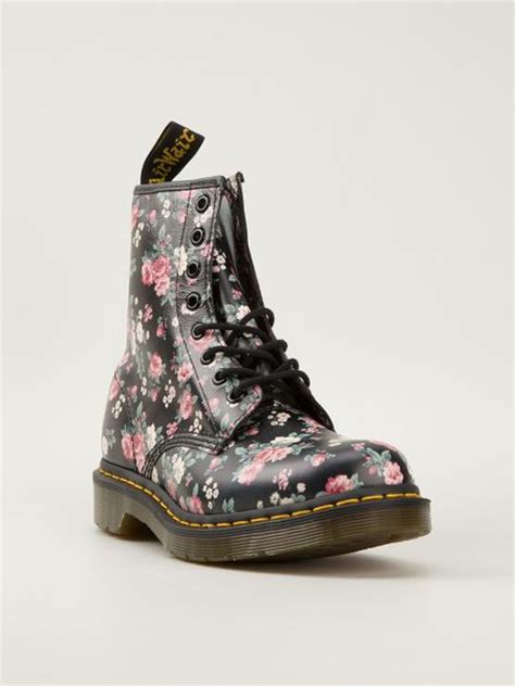 dr martens floral print ankle boots  floral black lyst