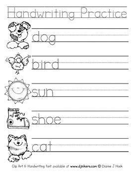 handwriting practice worksheet freebie kindergarten handwriting