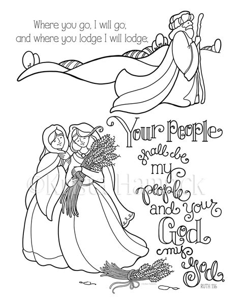 ruth coloring page   sizes  bible journaling etsy