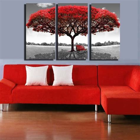 tempsa tableau peinture  huile arbre rouge toile abstraite moderne art