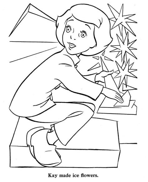 snow queen coloring page kay  ice flowers