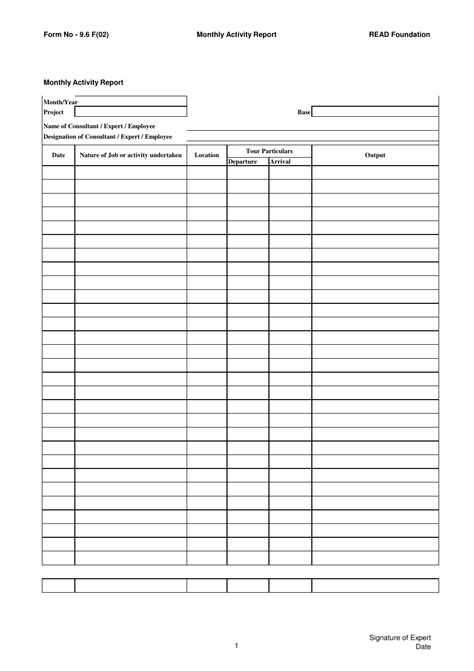 monthly activity report template fill  sign