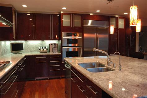 modern kitchen  los gatos high gloss finish cherry