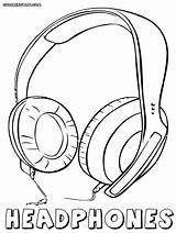 Microphone Coloring Pages Headphones Music sketch template