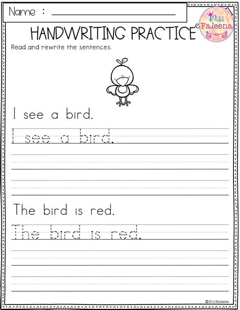kindergarten handwriting copy worksheet