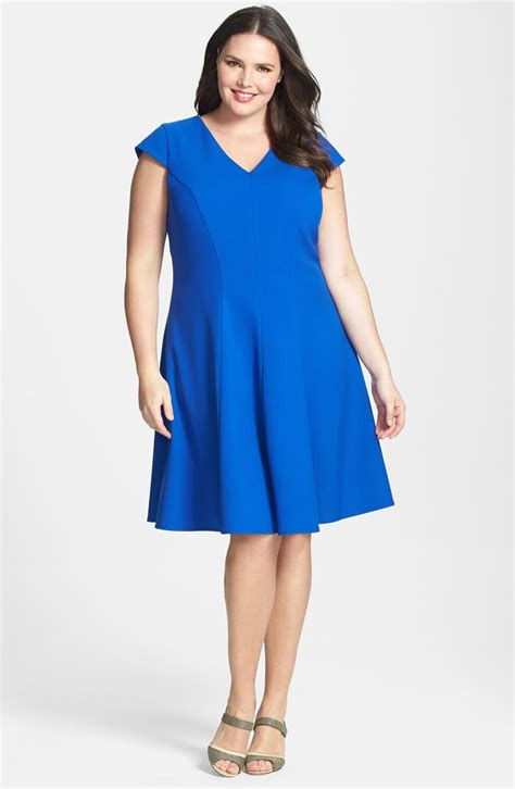 Calvin Klein Cap Sleeve Fit And Flare Dress Plus Size Nordstrom
