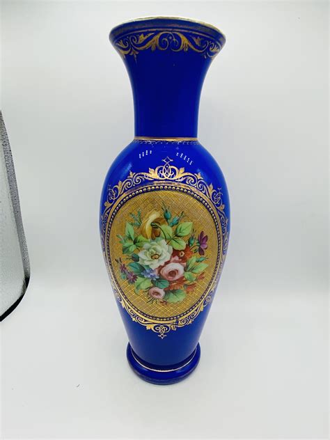 Help With Identification Of Blue Cased Glass Handpainted