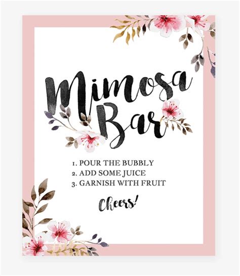 printable mimosa bar sign customize  print