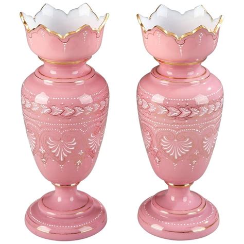 pair   century opaline vases  sale  stdibs