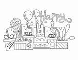 Birthday Coloring Pages Happy Printable Festive sketch template