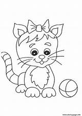 Coloring Cat Pages Cute Small 8c46 Ribbon Printable Print Book Colouring sketch template