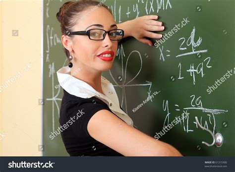 Educational Theme Portrait Of An Attractive Teacher Giving A Lecture