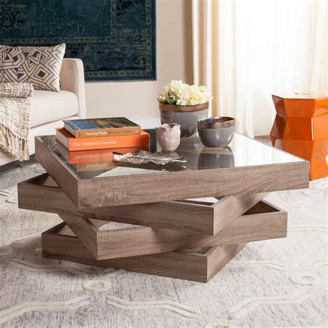 safavieh anwen modern geometric stacked wood coffee table grey