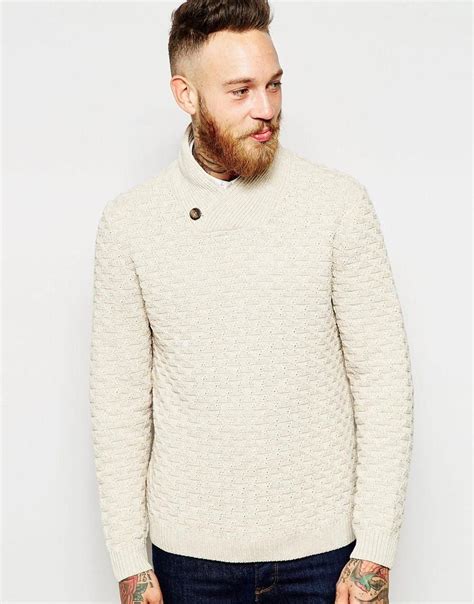 asos shawl neck sweater  textured knit  asos textured knit neck sweater warm knits