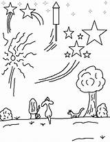 Fireworks Fajerwerki Kolorowanki Independence Dzieci Lipiec Exploding sketch template