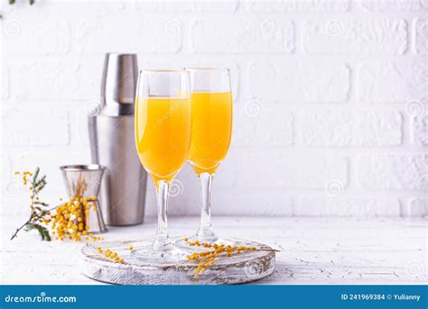 mimosa cocktail  orange juice stock photo image  alcoholic