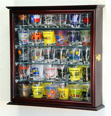 30 Shot Glass Or 16 Shooter Display Case Cabinet W Mirror