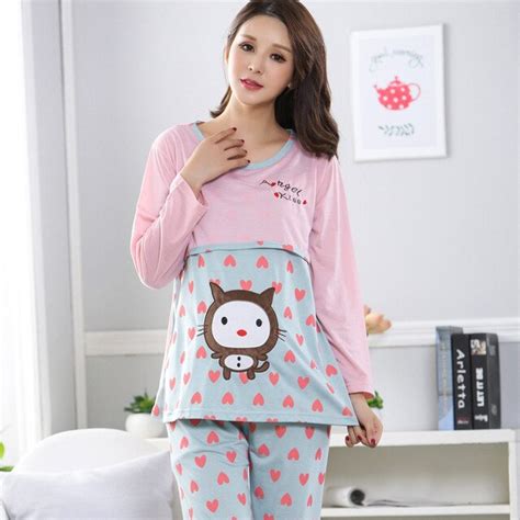 dollplus spring autumn pajamas for pregnant women maternity pajamas