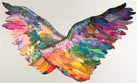spread  wings collaborative art  person paints  feather